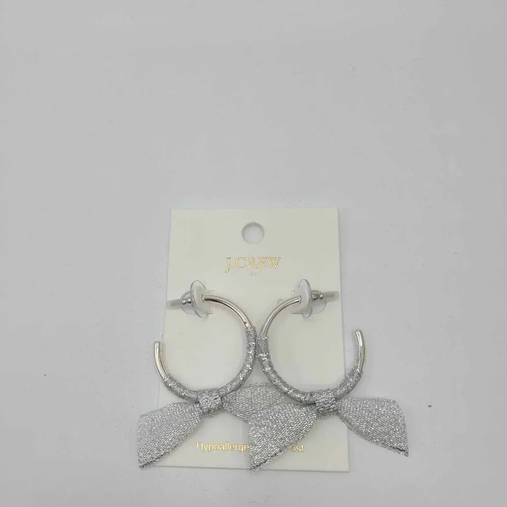 J Crew Factory Silver Ribbon Wrapped Hoops NWT! NEW!